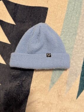 Light Blue Knit Beanie Hat with Logo